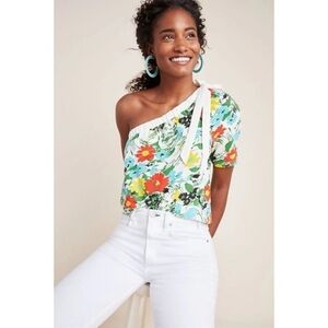 Porridge Anthropologie Floral One-Shoulder Top